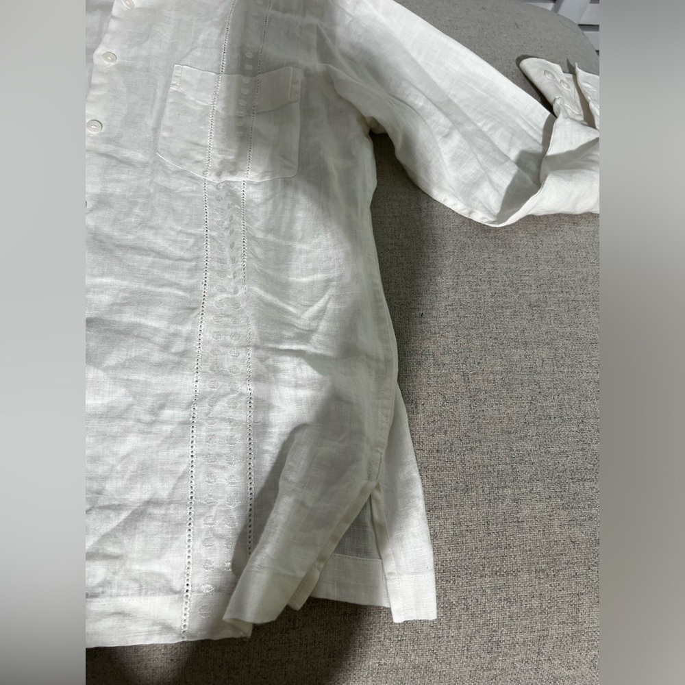 🌴 Barsotti White Linen Guayabera Shirt Men’s Large | Cuban Beach Resortwear 🌞 - Picture 5 of 9